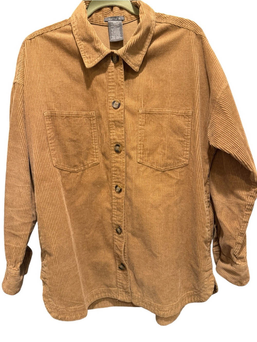 Matty M Tan Corduroy Oversized Shacket / Shirt Jacket Medium